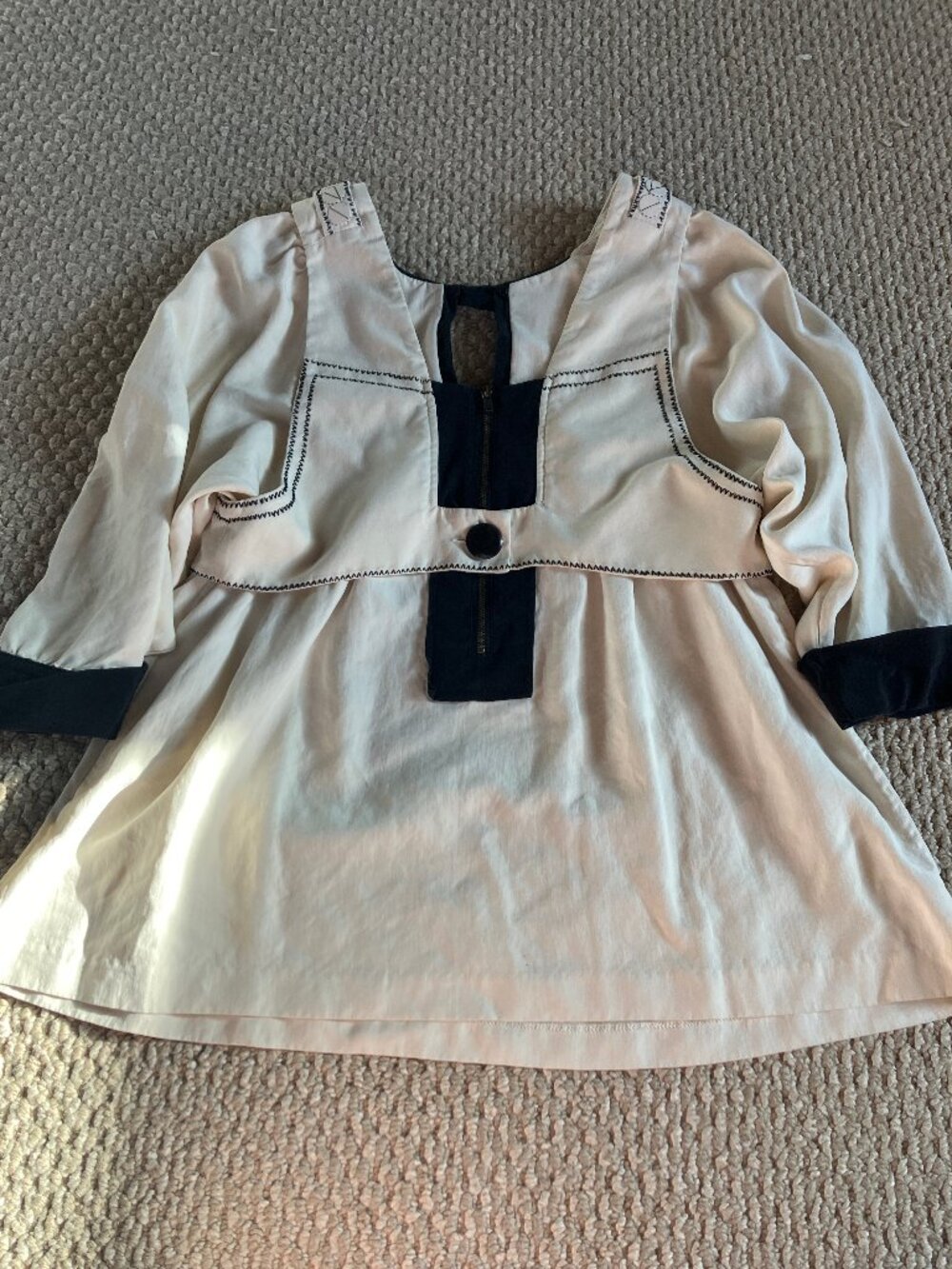 MAYLE Dezra‎ Collar Blouse in Ivory and Black size 6 READ